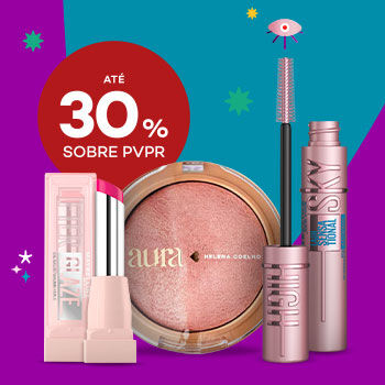Produtos maquilhagem com desconto até 30% sobre Preço de Venda ao Público Recomendado.