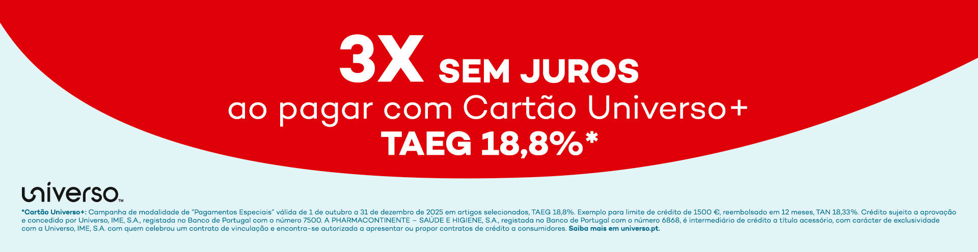 Pague 3x sem juros com o cartão univero