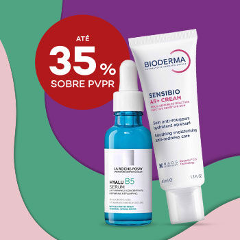 Sérum Hyalu B5 La Roche Posay e creme Sensibio AR+ Bioderma com desconto até 35%  sobre preço de Venda ao Público Recomendado