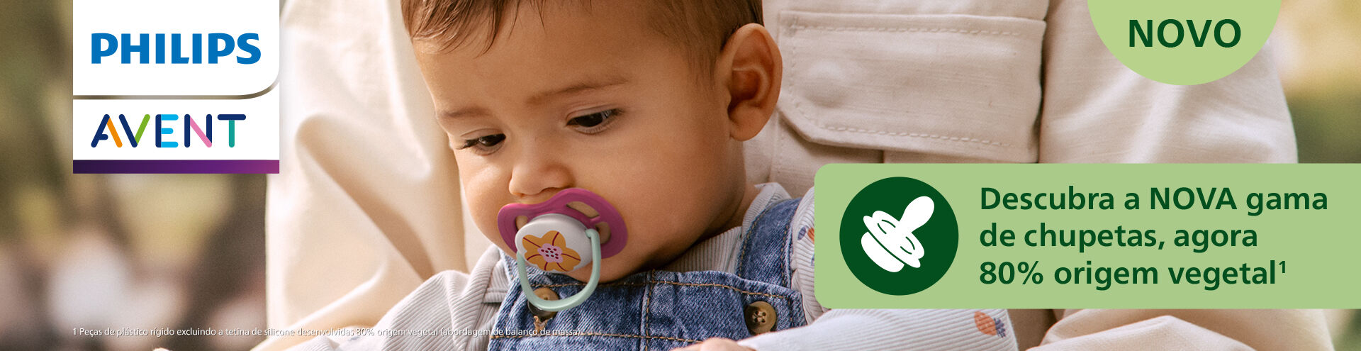 Philips Avent, descubra a nova gama de chupetas, agora 80% origem vegetal!