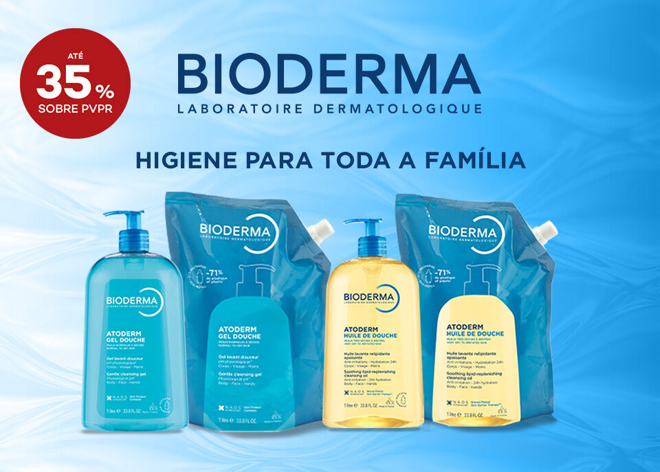 Bioderma com selo at&eacute; 35% sobre pre&ccedil;o de venda ao p&uacute;blico recomendado