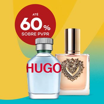 Perfumes Hugo Boss e Dolce & Gabbana com desconto até 60% sobre Preço de Venda ao Público Recomendado.
