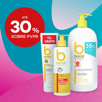 Produtos Barral com selo de desconto até 30% sobre preço de venda ao público recomendado