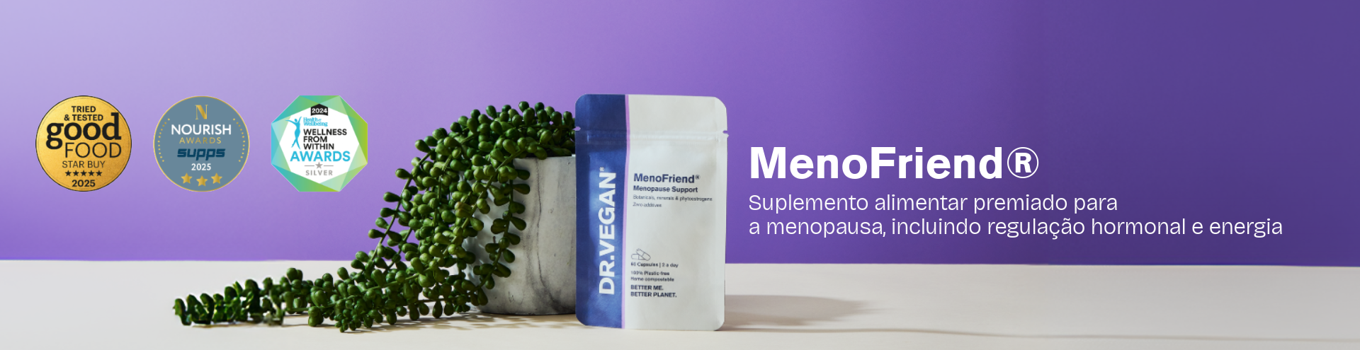 Suplemento alimentar premiado para a menopausa, incluindo regula&ccedil;&atilde;o hormonal e energia.
