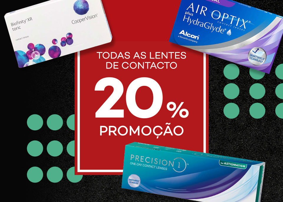 Todas as Lentes de Contacto com 20% Promoção