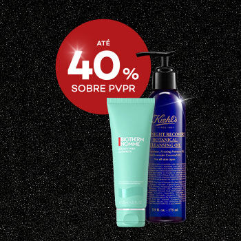 Destaque produtos limpeza de rosto em campanha black friday com selo de desconto até 40% sobre preço de venda ao público recomendado