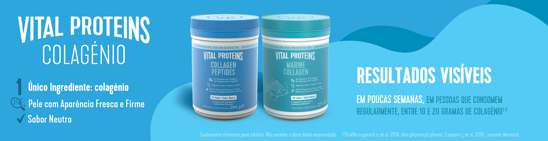 Vital Proteins Colagénio, resultados visíveis em poucas semanas.