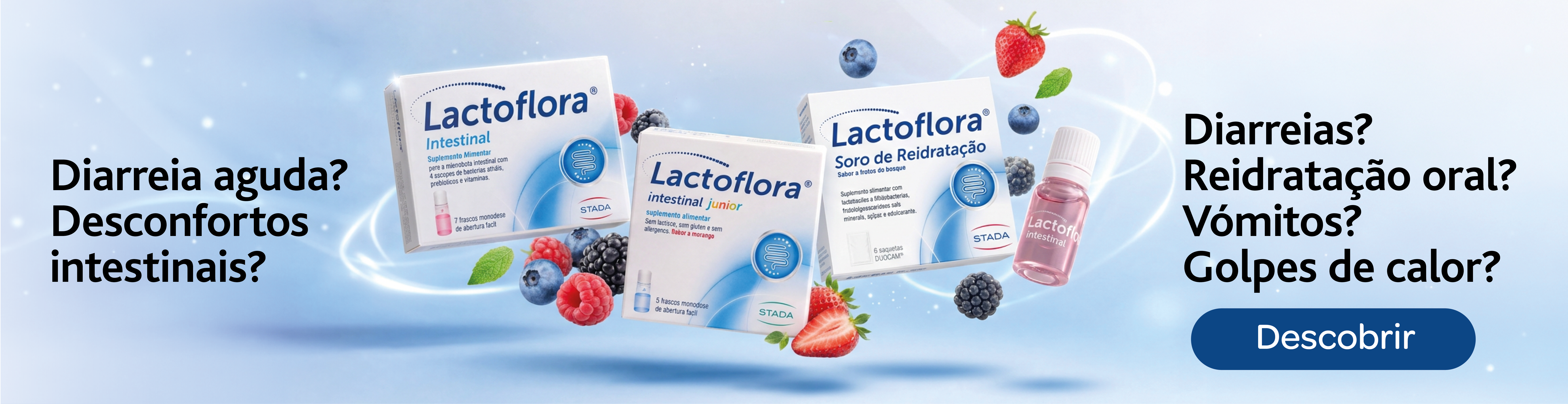Diarreira agua? Desconfortos intestinais? Diarreiras? Reidrata&ccedil;&atilde;o oral? V&oacute;mitos? Golpes de calor? Lactoflora Intestinal. Descobre j&aacute;!