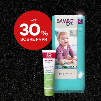 Destaque produtos de muda de fralda de bebe em campanha black friday com selo de desconto até 30% sobre preço de venda ao público recomendado