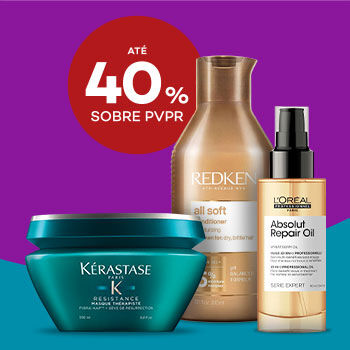 Gama Profissional com selo de desconto at&eacute; 40% sobre pre&ccedil;o de venda ao p&uacute;blico recomendado.