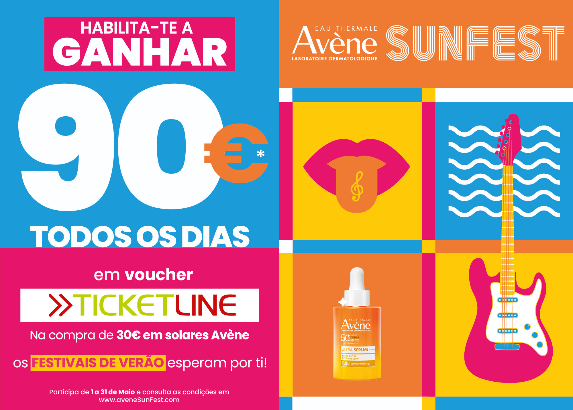 Passatempo Av&egrave;ne. Habilita-te a ganhar 90&euro; em voucher Ticketline