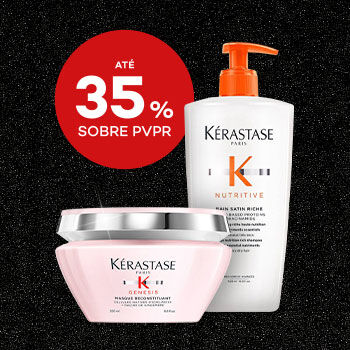 Produto Kérastase com selo de desconto até 35% sobre preço de venda ao público recomendado.