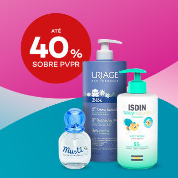 Produtos de Beb&eacute; com desconto at&eacute; 40% sobre Pre&ccedil;o de Venda ao P&uacute;blico Recomendado.