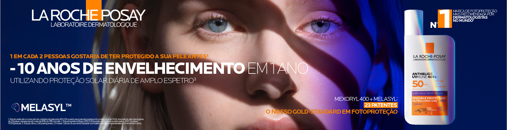 La Roche Posay menos 10 anos de envelhecimento em 1 ano. Anthelios UVMune 400 Anti-Spot Fluid SPF50+. Descobre j&aacute;!