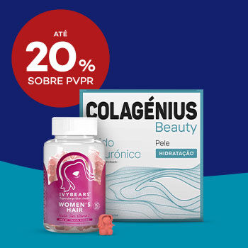 Produtos de Nutricosmética com selo de desconto até 20% sobre preço de venda ao público recomendado.