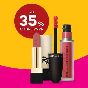 Lábios Luxo com selo de desconto até 35% sobre preço de venda ao público recomendado.