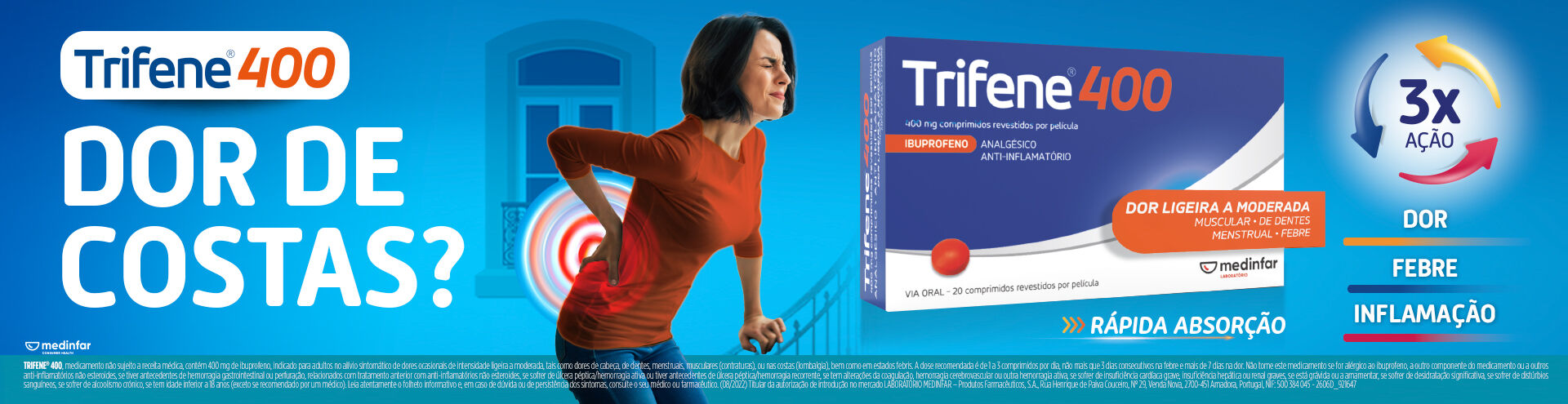 Dor de costas? Trifene 400, descobre j&aacute;!