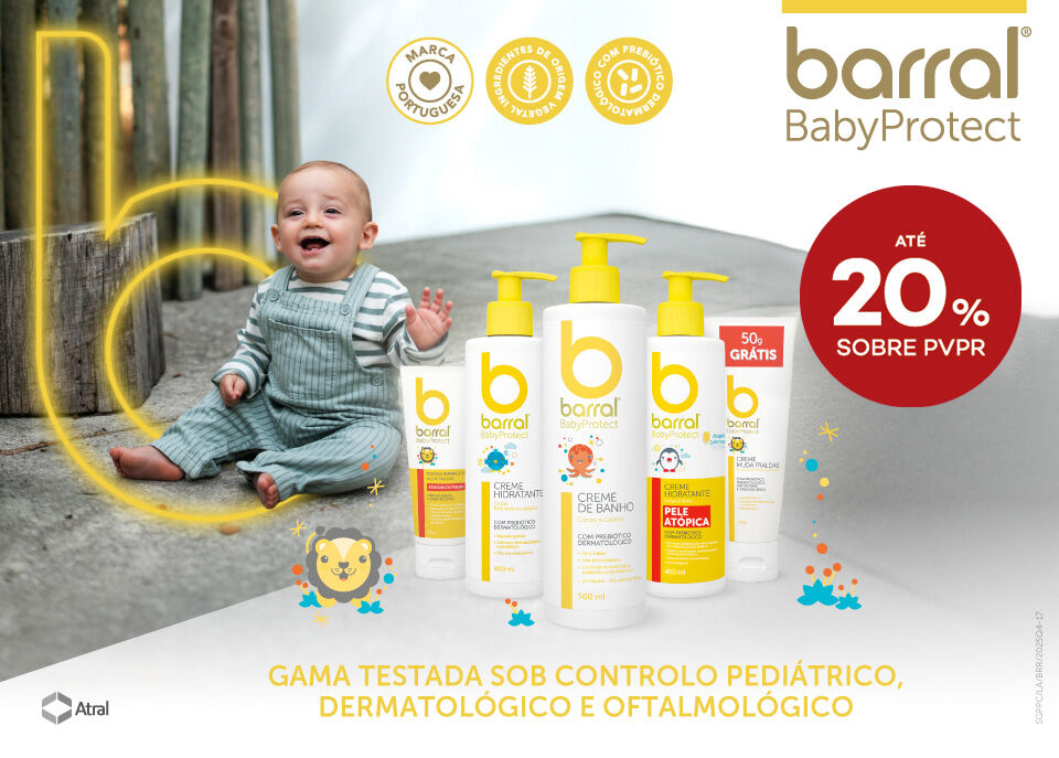 Barral Baby Protect com selo at&eacute; 20% sobre pre&ccedil;o de venda ao p&uacute;blico recomendado.