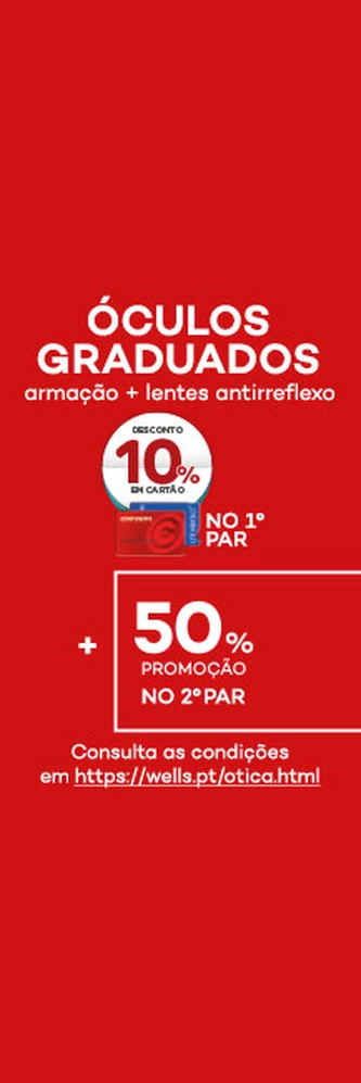 &Oacute;culos Graduados - desconto 10% em Cart&atilde;o Continente no 1&ordm; par + 50% promo&ccedil;&atilde;o no 2&ordm; par - Marcar consulta! Consulta condi&ccedil;&otilde;es em http://wells.pt/otica.html