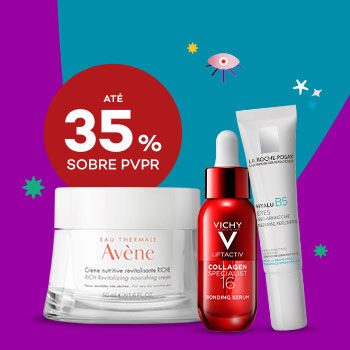 Produtos de Anti-Envelhecimento com selo de desconto até 35% sobre preço de venda ao público recomendado.