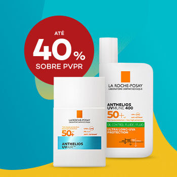 Desconto de até 40% sobre preço de Venda ao Público Recomendado em solares La Roche Posay