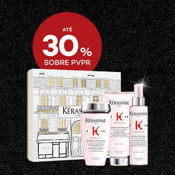 Destaque coffrets de gamas profissionais em campanha black friday com selo de desconto até 30% sobre preço de venda ao público recomendado