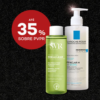 Limpeza de rosto com selo de desconto até 35% sobre preço de venda ao público recomendado