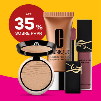 Maquilhagem de Luxo com selo de desconto at&eacute; 35% sobre pre&ccedil;o de venda ao p&uacute;blico recomendado.