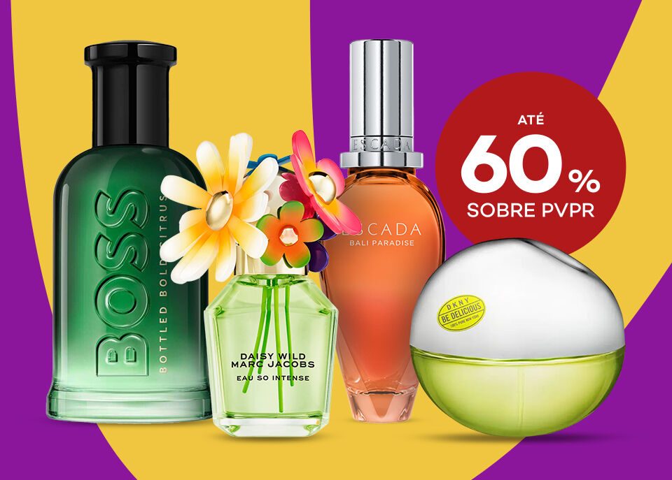 Perfumes com selo de desconto até 60% sobre preço de venda ao público recomendado Perfumes com selo de desconto até 60% sobre preço de venda ao público recomendado