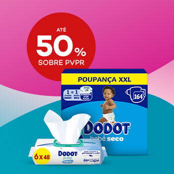 Marca Dodot com desconto de at&eacute; 50% sobre pre&ccedil;o de venda ao p&uacute;blico recomendado
