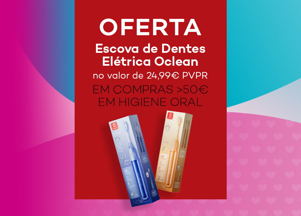 Oferta escova de dentes elétrica Oclean azul escura ou laranja, no valor de 24,99€ Oferta escova de dentes elétrica Oclean azul escura ou laranja, no valor de 24,99€