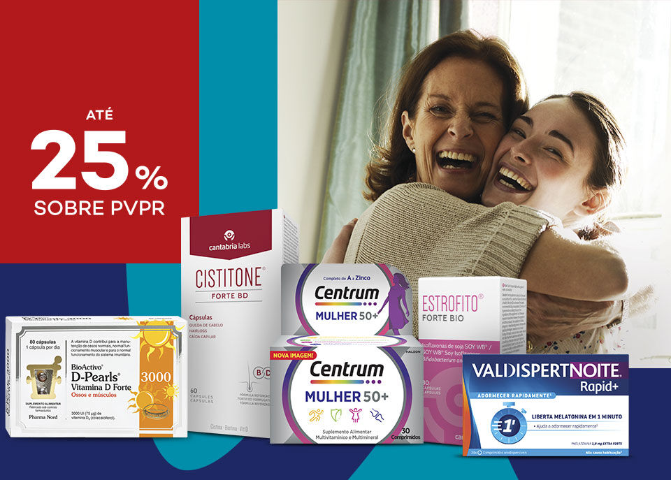 Destaque de suplementos em campanha com selo de até 25% sobre preço de venda ao público recomendado Destaque de suplementos em campanha com selo de até 25% sobre preço de venda ao público recomendado