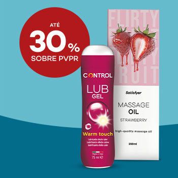 Estimulantes e Lubrificantes com selo de desconto até 30% sobre preço de venda ao público recomendado.