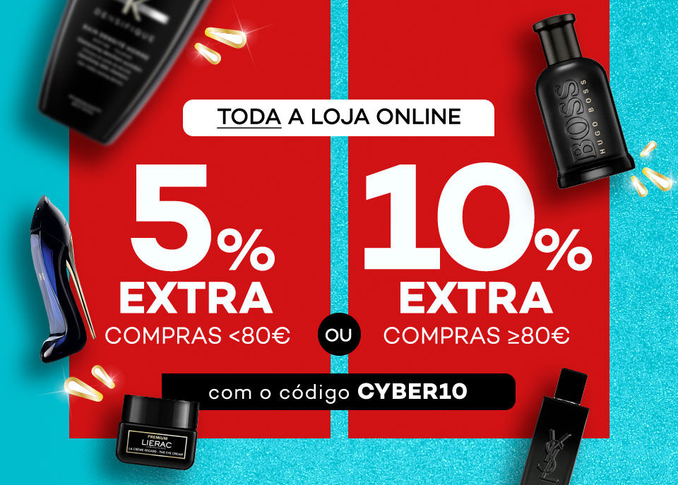 Produtos em campanha Cyber Monday com selo de desconto até 60% sobre preço de venda ao público recomendado
