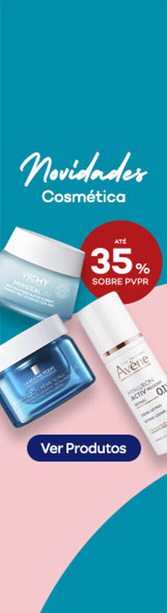Novidadesde dermoscom&eacute;tica com destaque promocional de at&eacute; 35% sobre pre&ccedil;o de Venda ao P&uacute;blico Recomendada