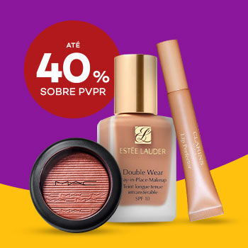 Produtos de maquilhagem de luxo  com desconto até 40% sobre Preço de Venda ao Público Recomendado.