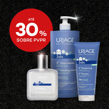 Uriage com selo de desconto até 35% sobre preço de venda ao público recomendado.