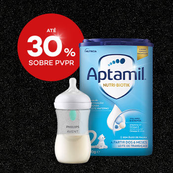 Destaque produtos Alimentação Infantil em campanha black friday com selo de desconto até 30% sobre preço de venda ao público recomendado