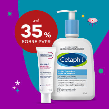 Produtos de dermoscometica com desconto até 35% sobre Preço de Venda ao Público Recomendado.