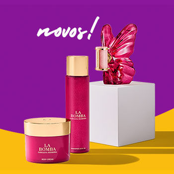 Nova fragrância La Bomba de Carolina Herrera, perfume, óleo e creme de corpo 