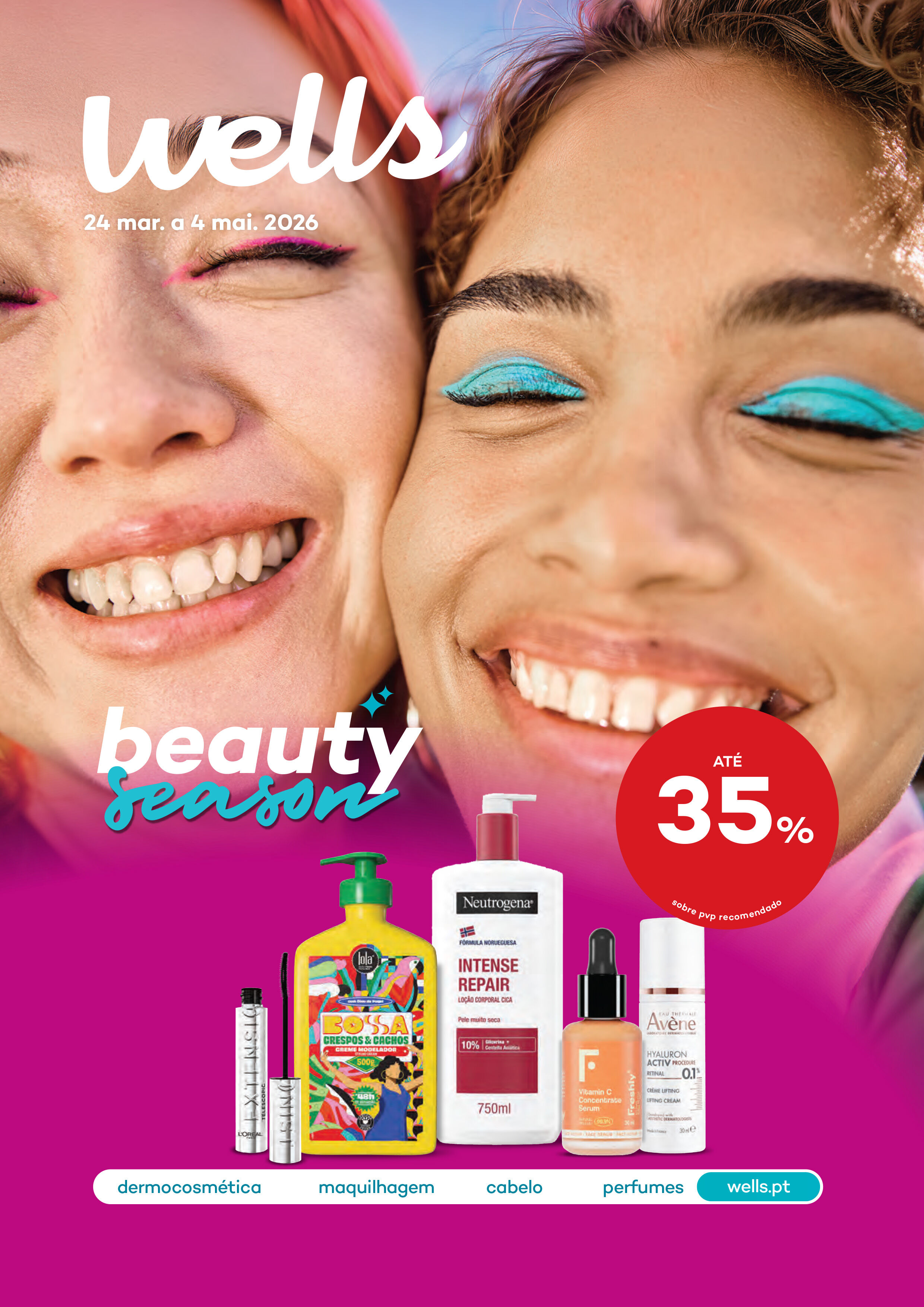 Capa do Folheto de Beauty Season com at&eacute; 35% sobre pre&ccedil;o de venda ao p&uacute;blico recomendado