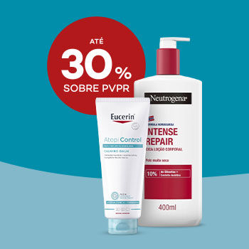 Loção corporal Neutrogena e Loção Corporal Eucerin com até 30% sobre Preço de Venda ao Público Recomendado.