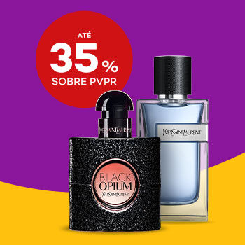 Yves Saint Laurent com selo de desconto at&eacute; 35% sobre pre&ccedil;o de venda ao p&uacute;blico recomendado.