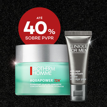 Destaque Cosmética de Rosto em campanha black friday com selo de desconto até 40% sobre preço de venda ao público recomendado