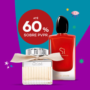 Perfumes de Senhora com selo de desconto até 60% sobre preço de venda ao público recomendado.