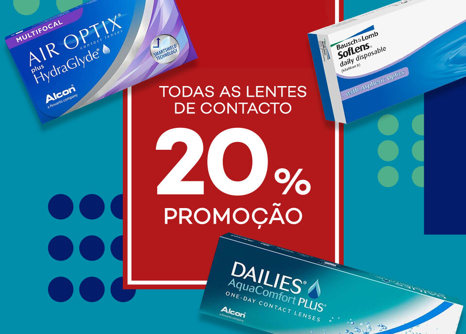 Destaque Lentes de Contacto com selo de 20% Promoção Destaque Lentes de Contacto com selo de 20% Promoção