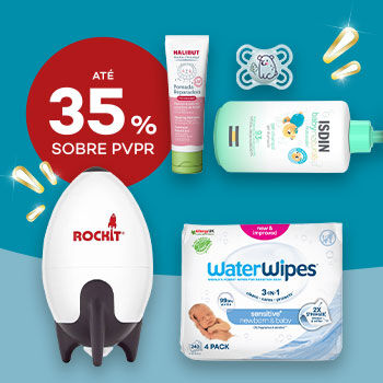 Produtos de Bebé cm destaque promocional de até 35% sobre preço de Venda ao Público Recomendado