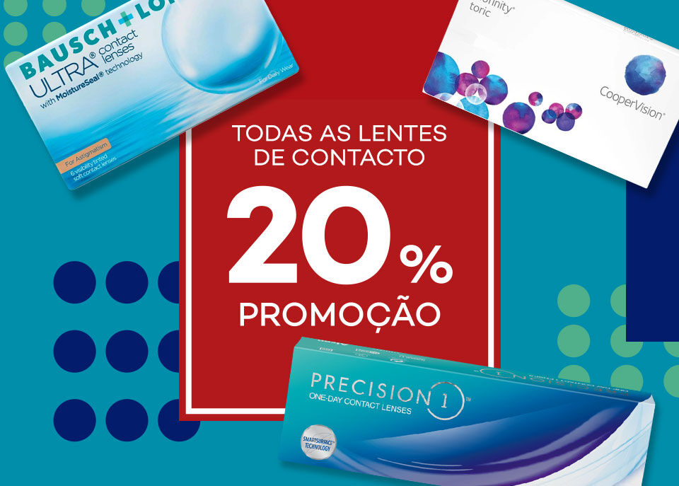 Todas as Lentes de Contacto com 20% Promoção