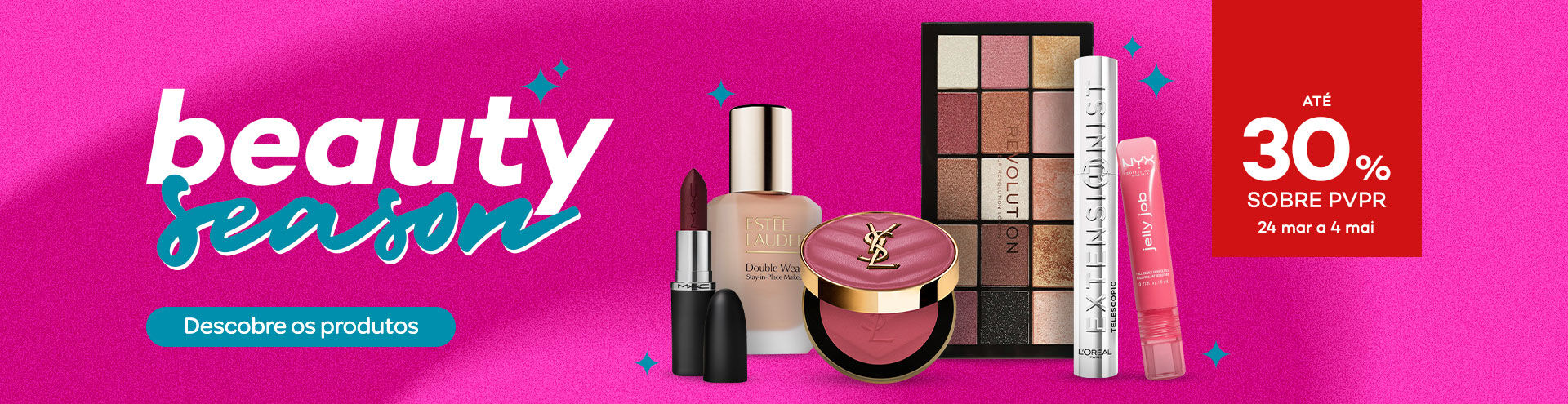 Campanha Beauty Season, com selo de desconto at&eacute; 30% sobre pvpr. De 24 de mar&ccedil;o a 4 de maio. Descobre j&aacute;!