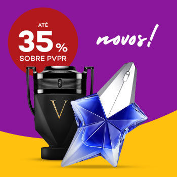 Novos Perfumes com selo de desconto até 35% sobre preço de venda ao público recomendado.